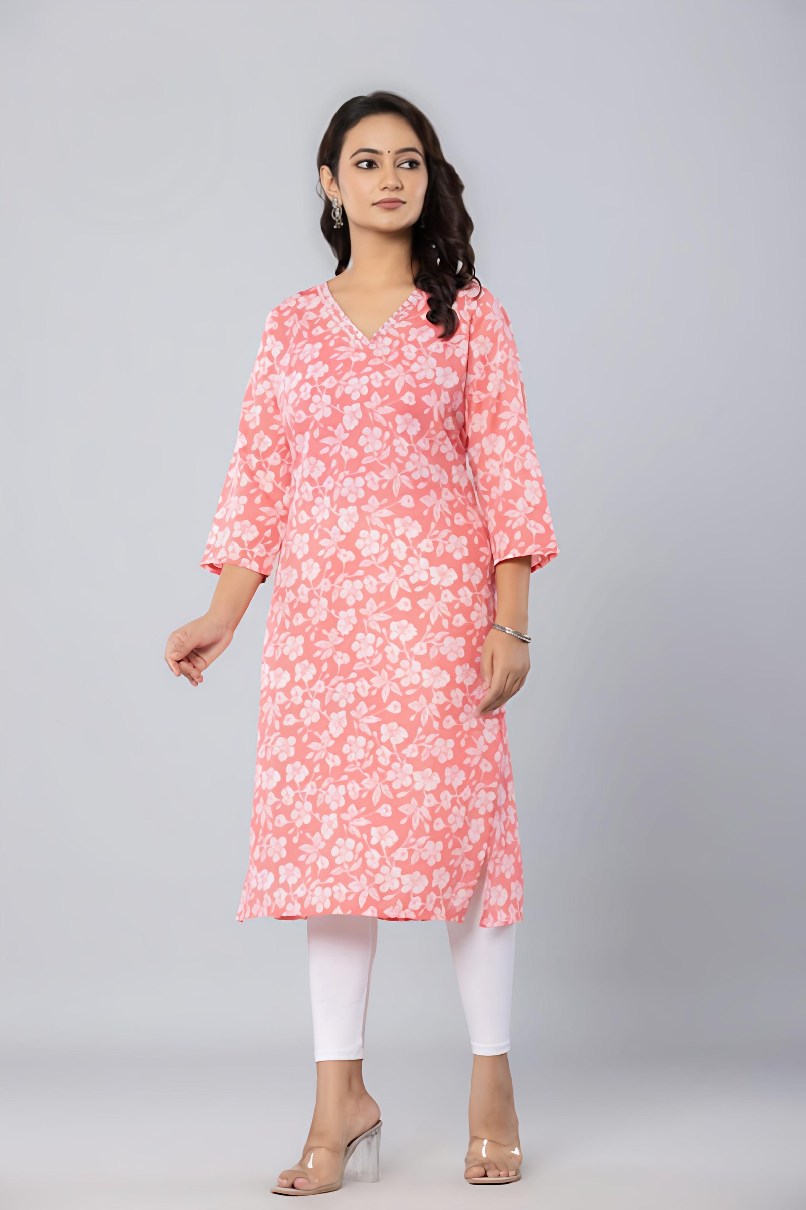 Printed Long Kurti Pink