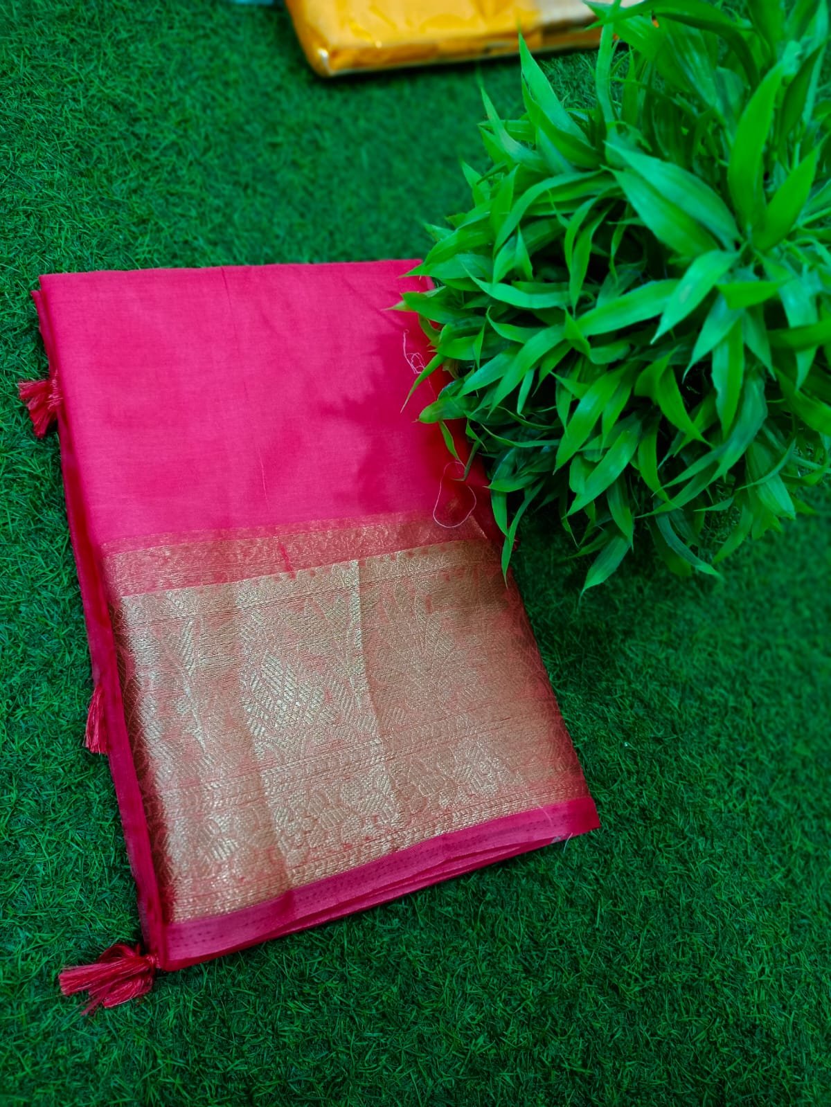 "Handcrafted Pink Maslin Organza Saree with Matching Blouse "