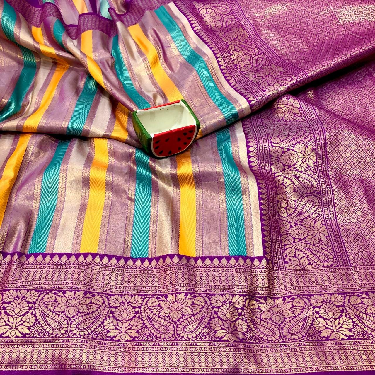 Multi Colours Soft Silk Saree For Weddings & Festive