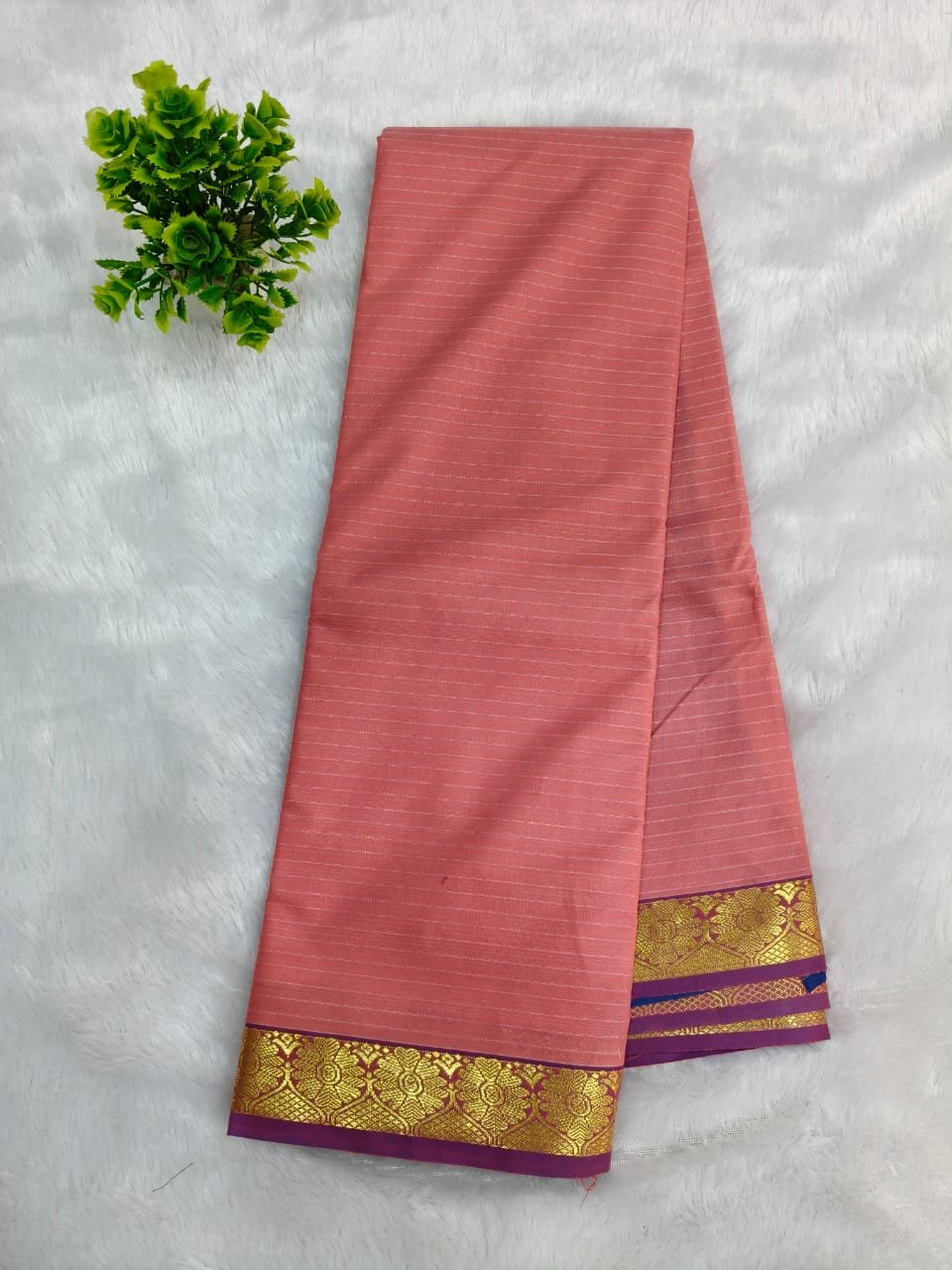 Cotton saree with rich gold zari border