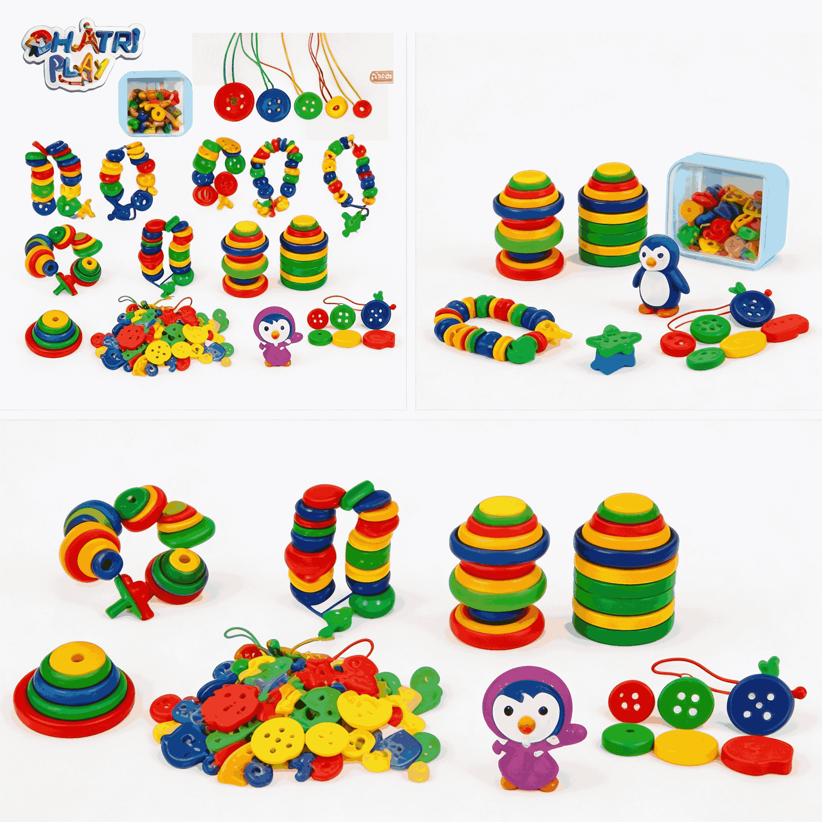 Toys Lacing Shapes and Buttons (Multicolor)
