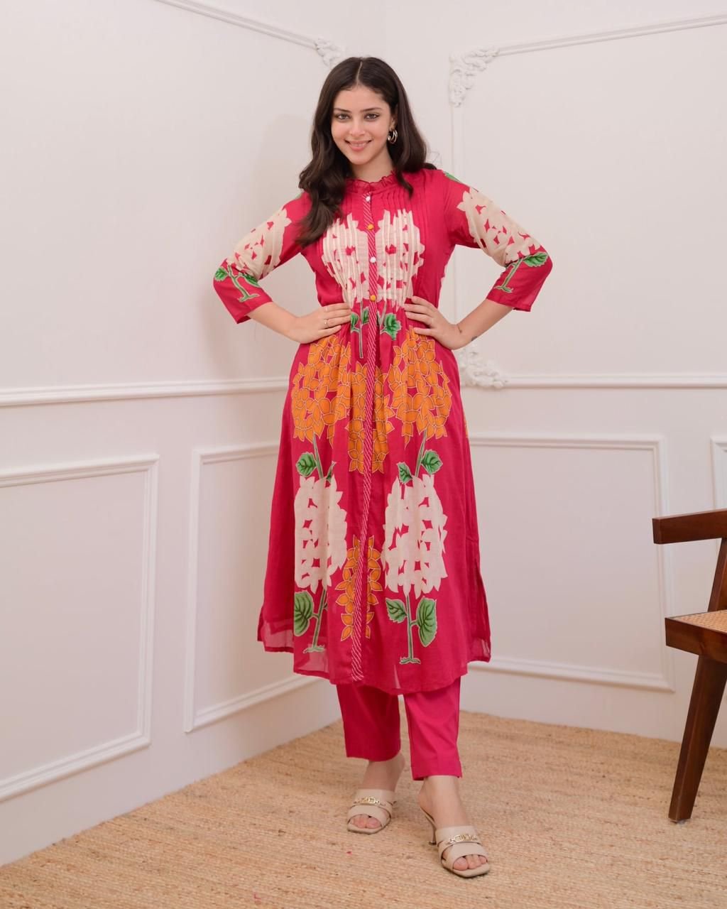 Fancy Summer Special Cotton  Cod Set | Women’s Floral Printed Designer Kurti Pant Set