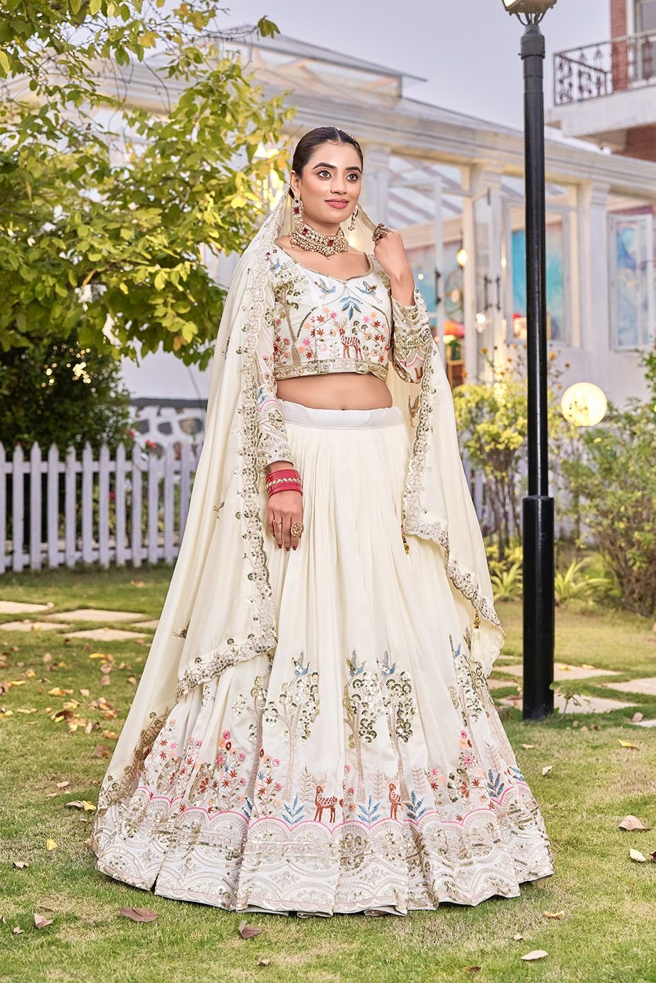Women’s Designer Embroidered Lehenga Choli Set with Dupatta