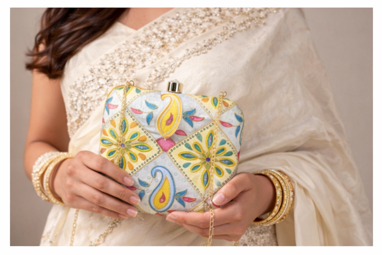 Handcrafted Paisley Embroidered Clutch Bag