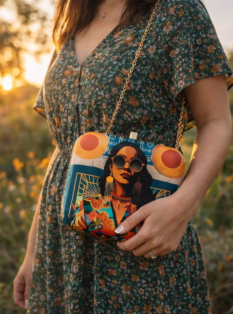 Urban Diva Box Clutch for Women | Multicolour Pop Art Sling Purse