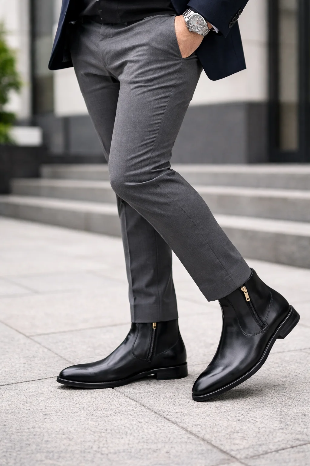 Men’s Black Leather Ankle Boots – Side Zip Formal & Casual Boots