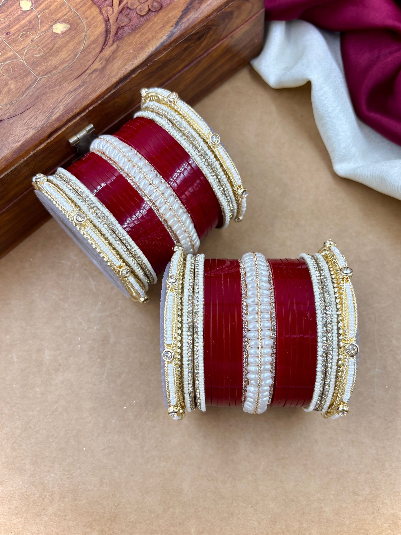 Punjabi chuda | Pearl Embellished Punjabi Wedding Chura