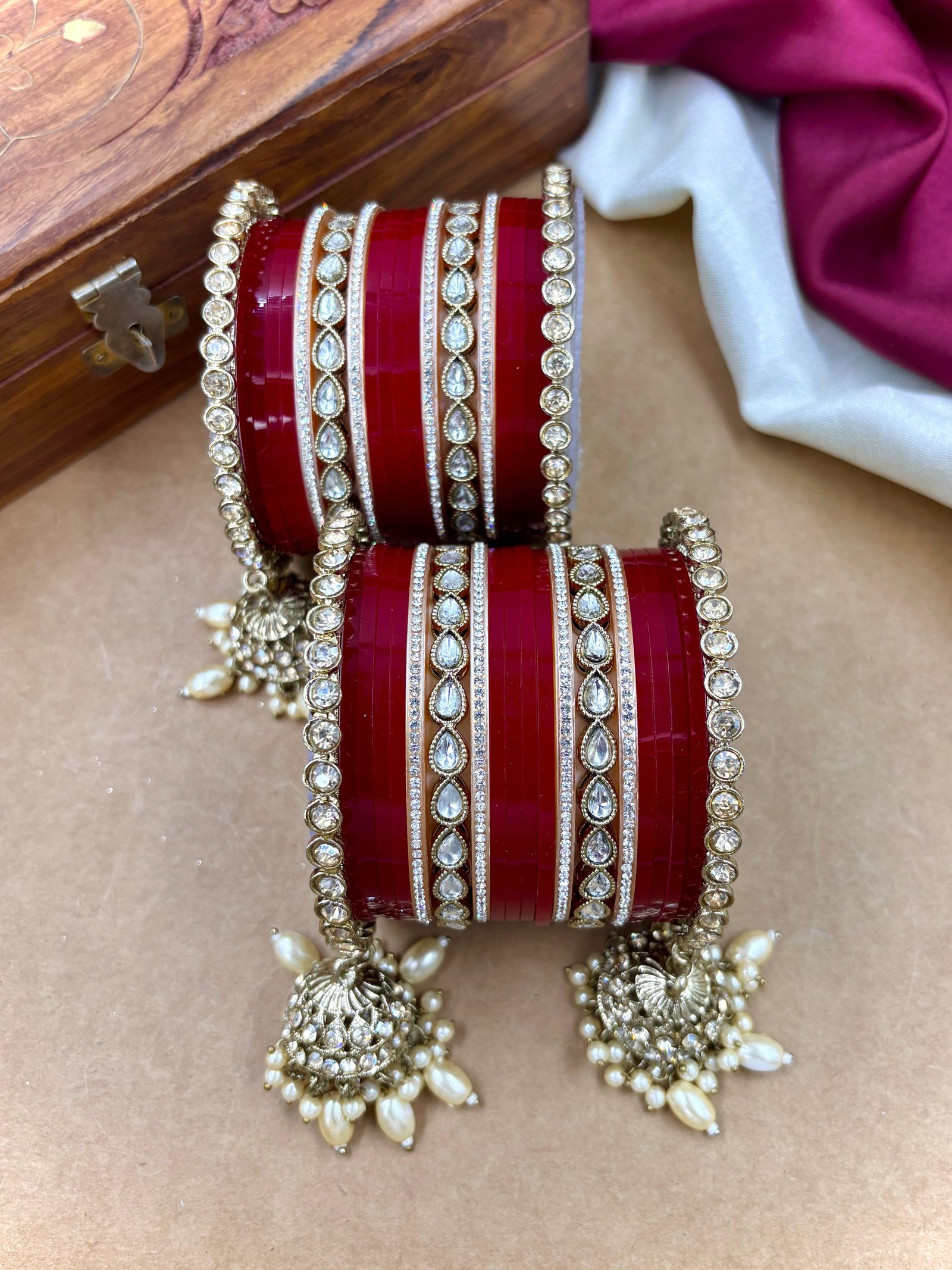 Royal Hanging Kundan Punjabi Wedding Chuda | hanging embellishments