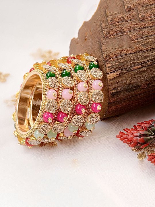 Wedding Luxury Multy Goti Wedding Kada And Pearl Bangles Set