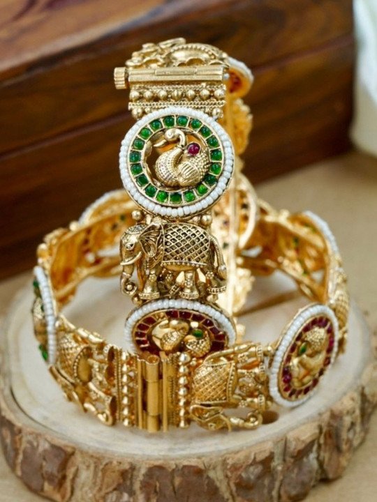 Wedding Chuda Kundan And Hathi Peacock Kada for Wedding & Festive Wear