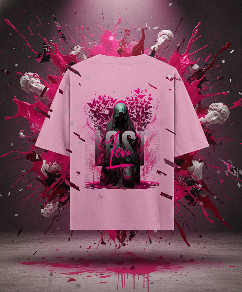 Pink Collapse Oversized T-Shirt