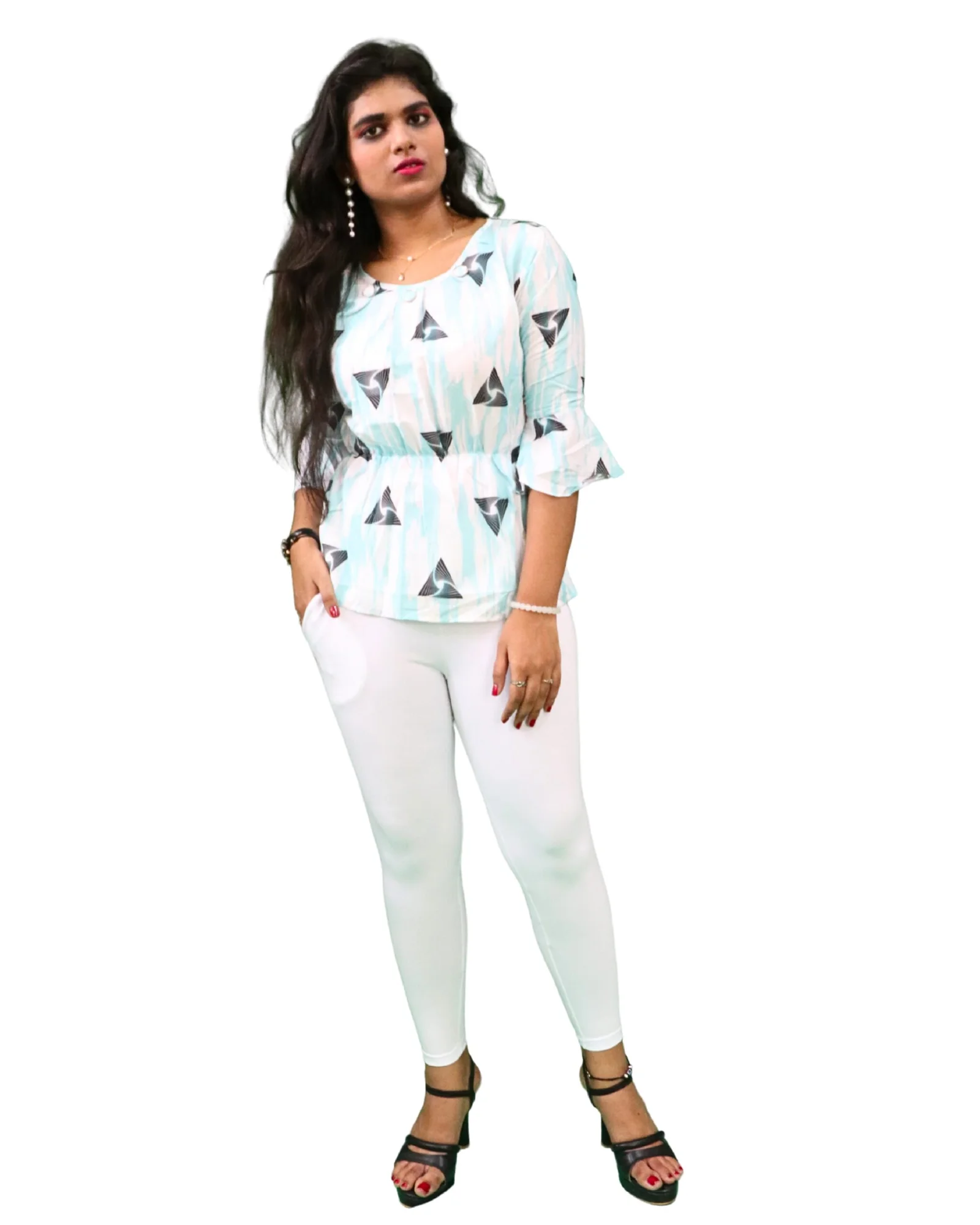 Kimai’s Ankle Length Leggings with Pocket Bio Wash Fabric 8 for Women’s Clothing online India