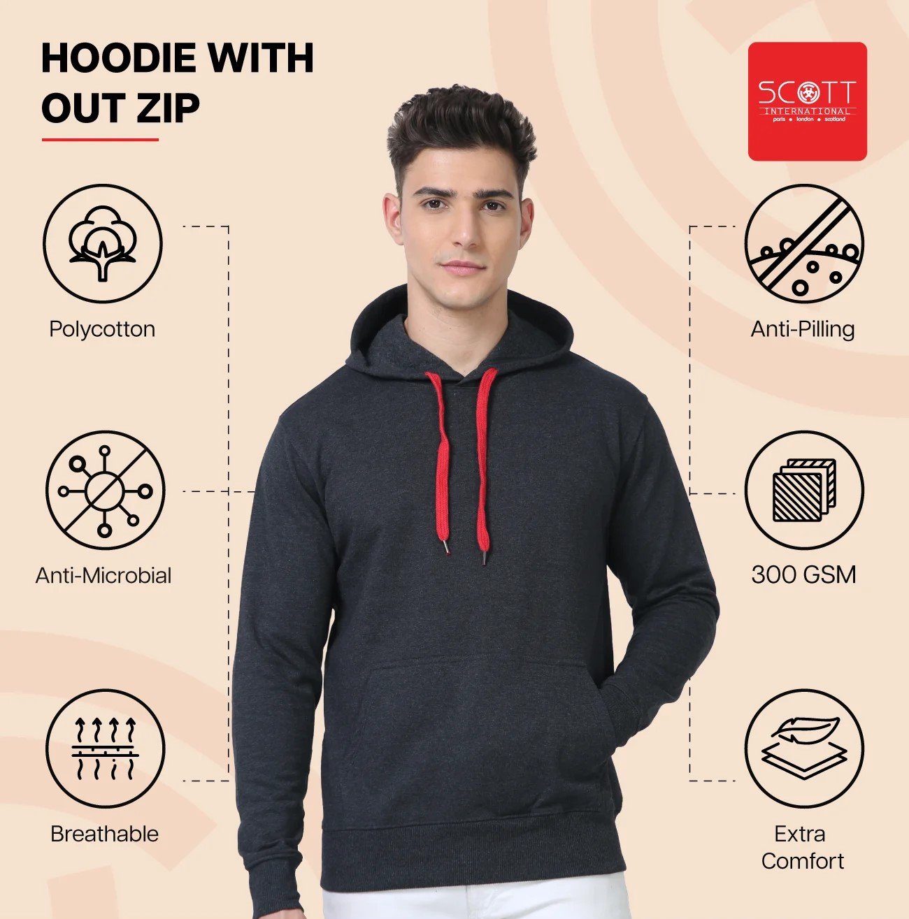 Royal Blue HOODIES WITHOUT ZIP 300 GSM for Top Wear online India