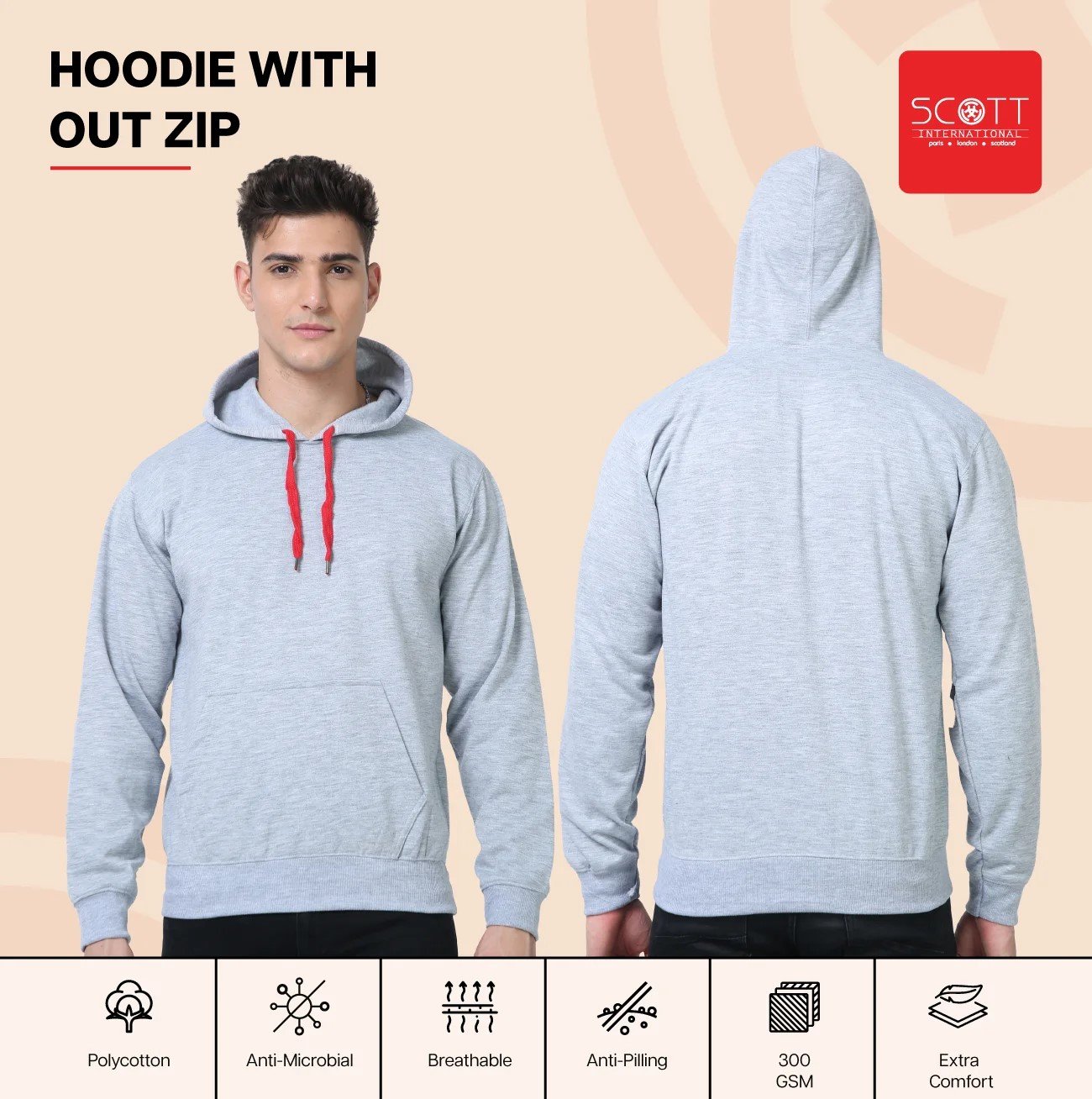 Royal Blue HOODIES WITHOUT ZIP 300 GSM for Top Wear online India