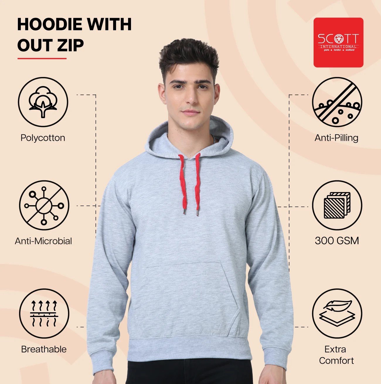 Royal Blue HOODIES WITHOUT ZIP 300 GSM for Top Wear online India