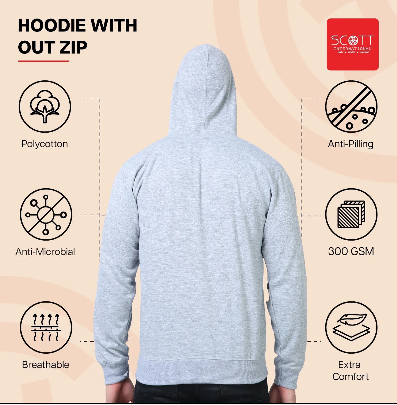 Royal Blue HOODIES WITHOUT ZIP 300 GSM for Top Wear online India