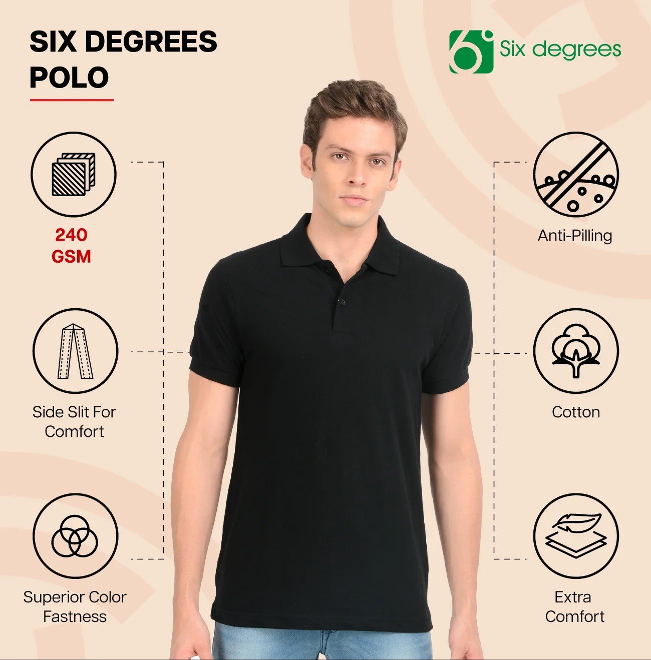 Comfortable 6 DEGREES POLO for Top Wear online India