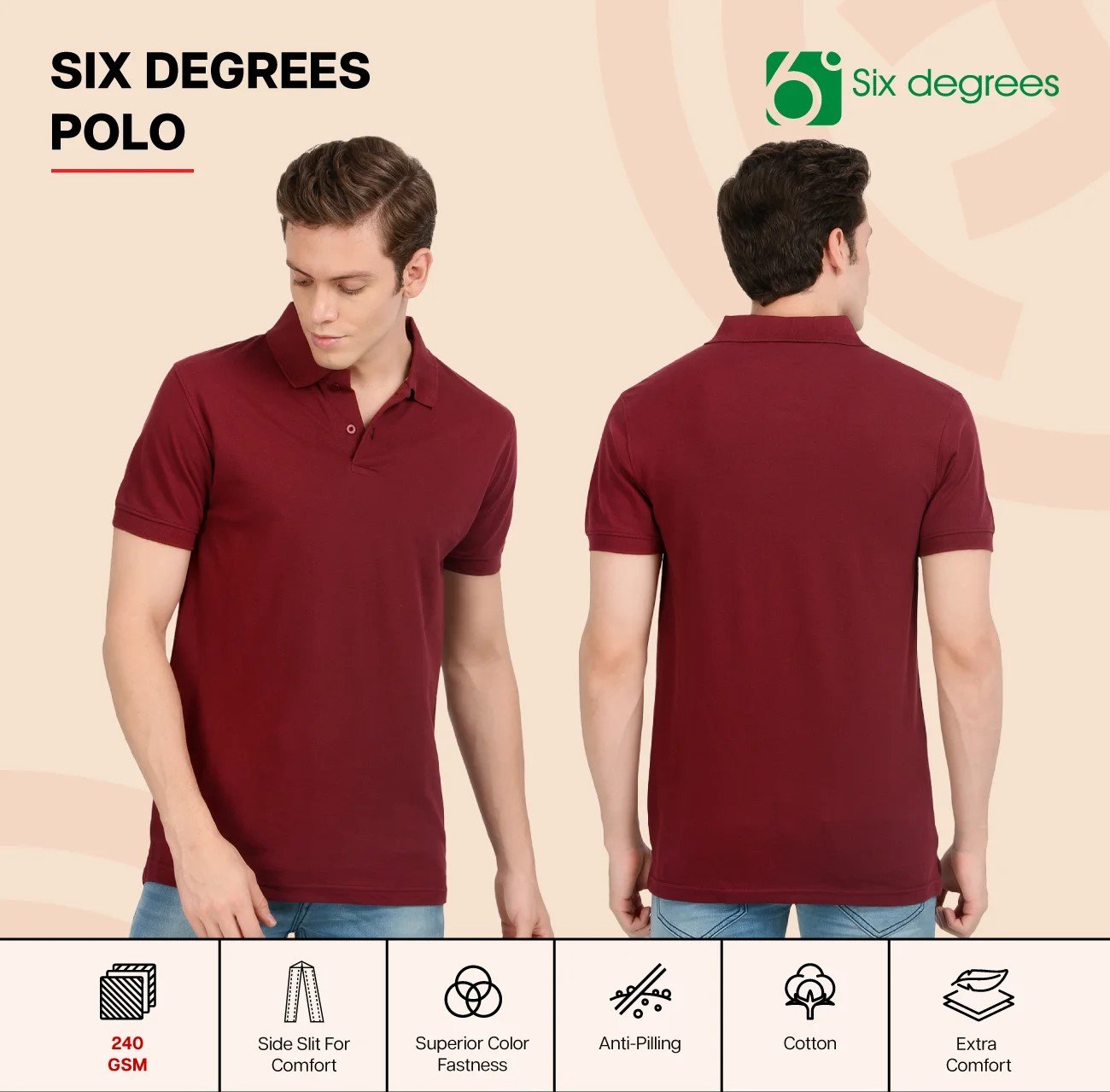 Comfortable 6 DEGREES POLO for Top Wear online India