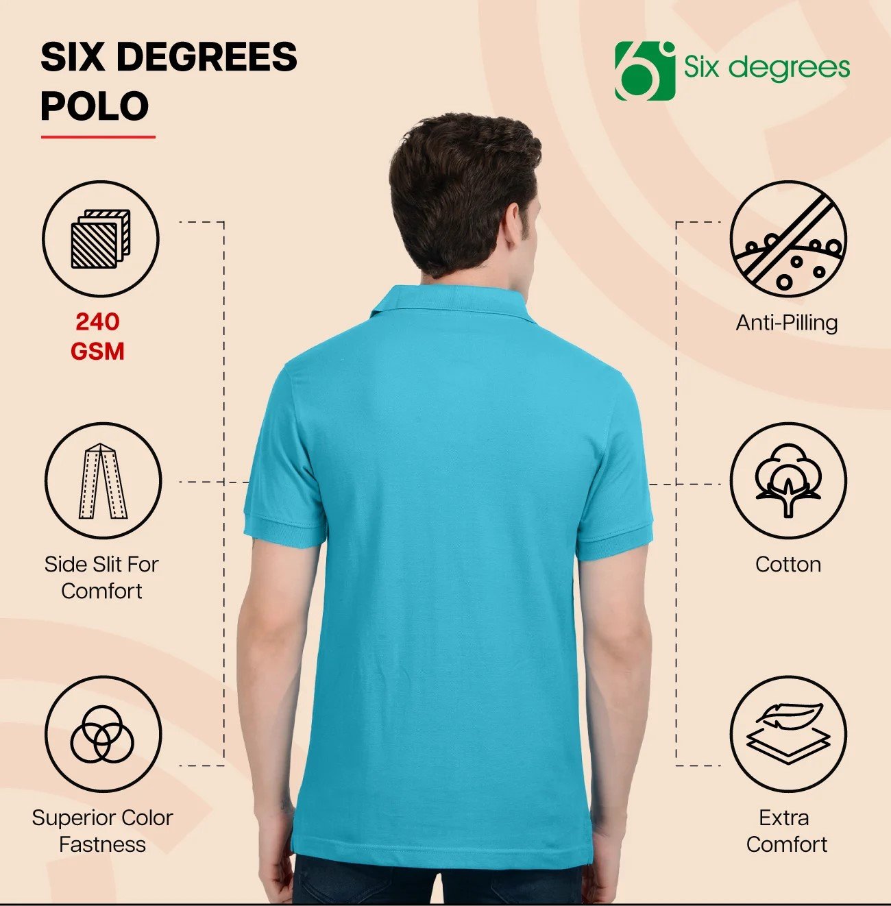 White 6 DEGREES POLO T Shirt for Top Wear online India