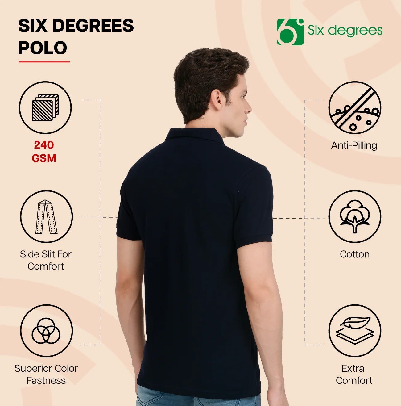 White 6 DEGREES POLO T Shirt for Top Wear online India