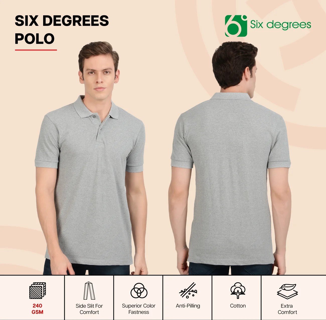 White 6 DEGREES POLO T Shirt for Top Wear online India