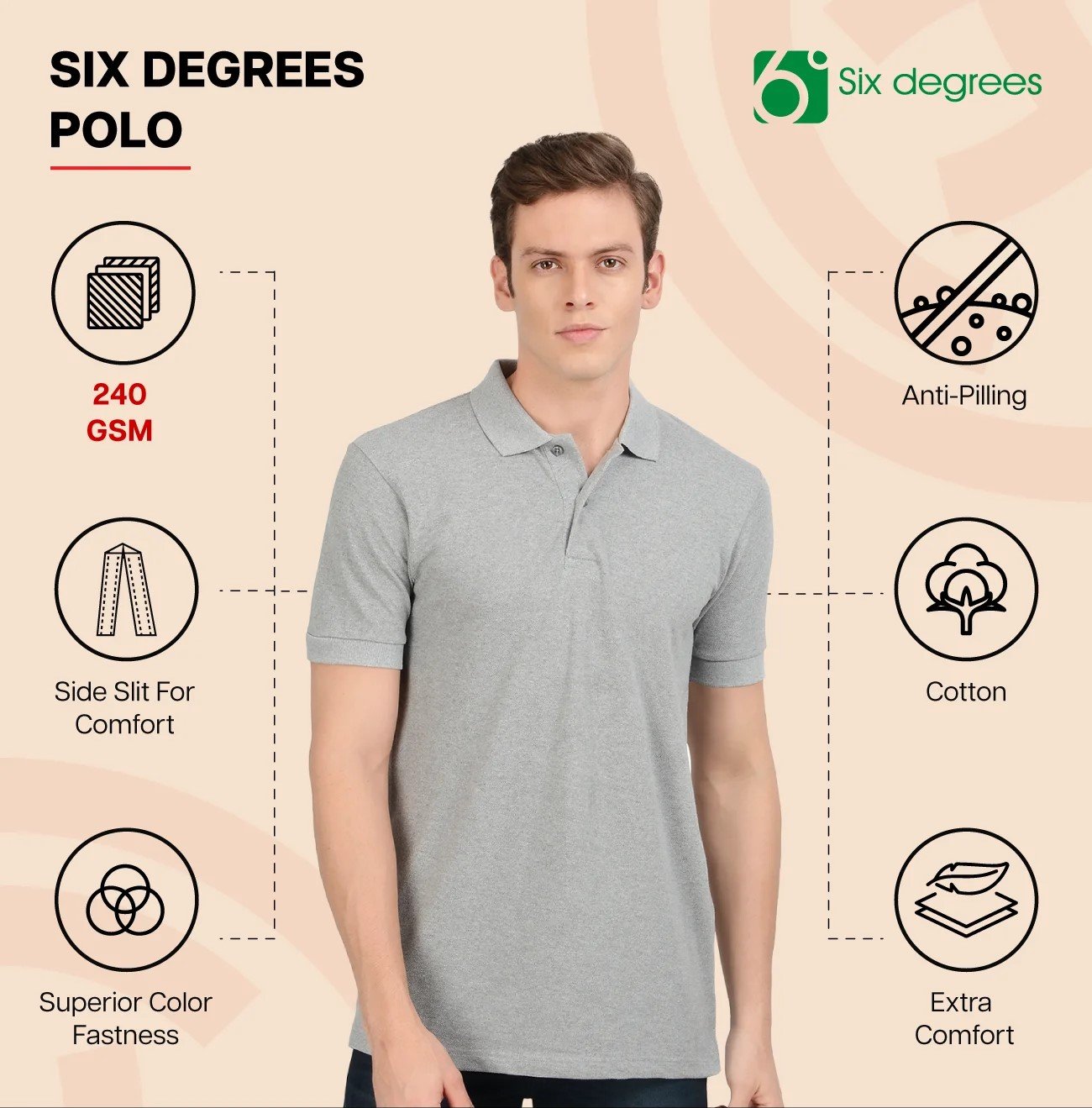 White 6 DEGREES POLO T Shirt for Top Wear online India