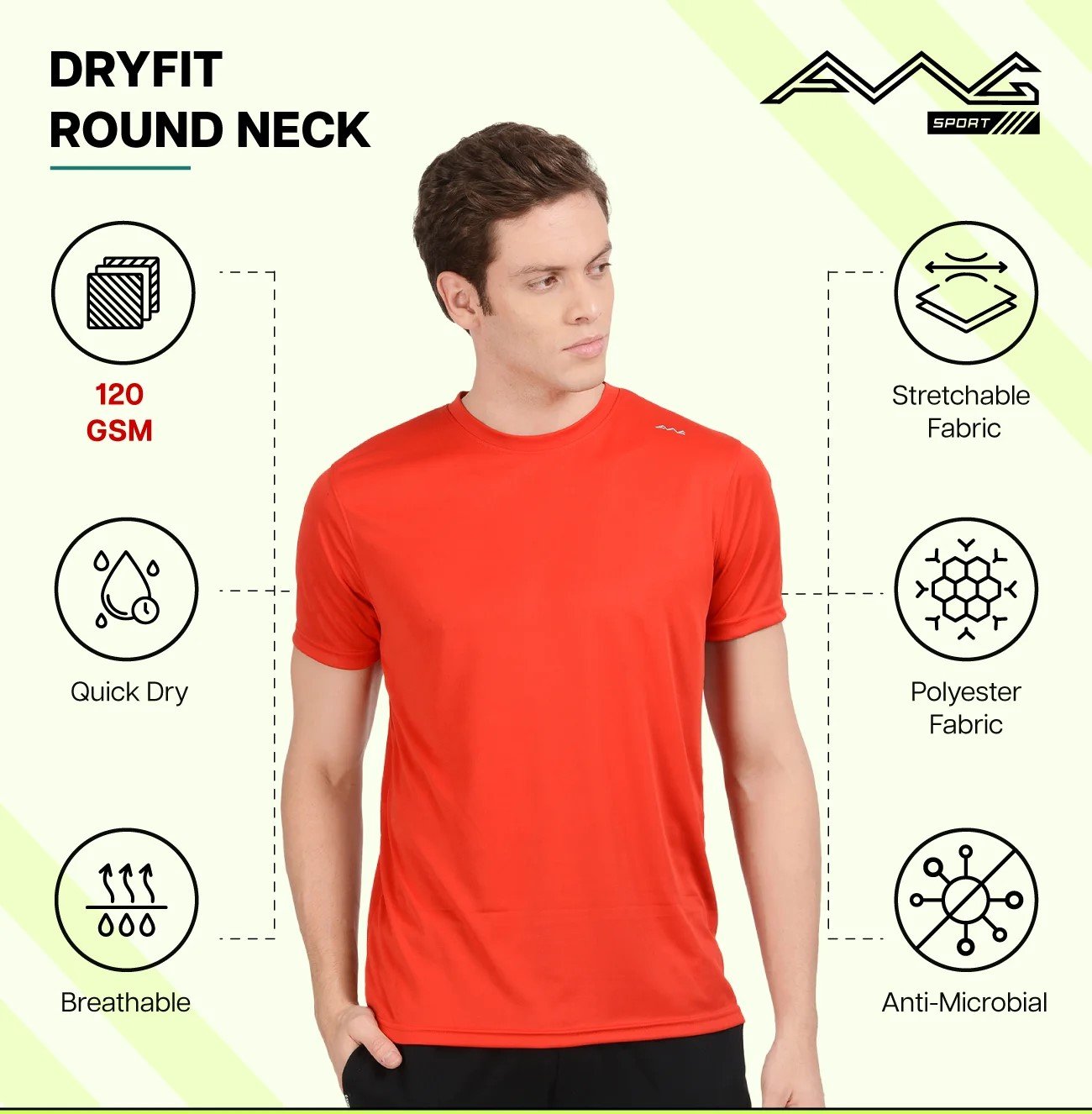 Men's DRY FIT ROUND NECK plain T Shirts for Top Wear online India