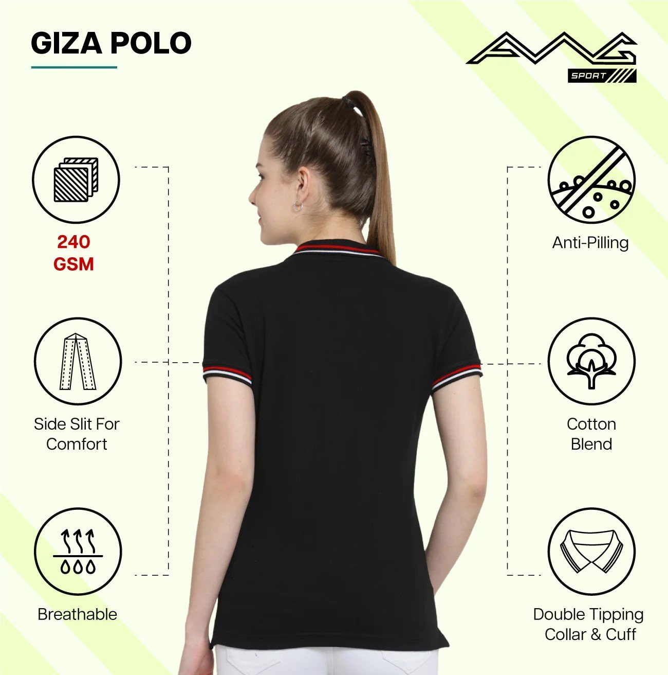 White GIZA POLO T Shirts for Women for Western Wear online India