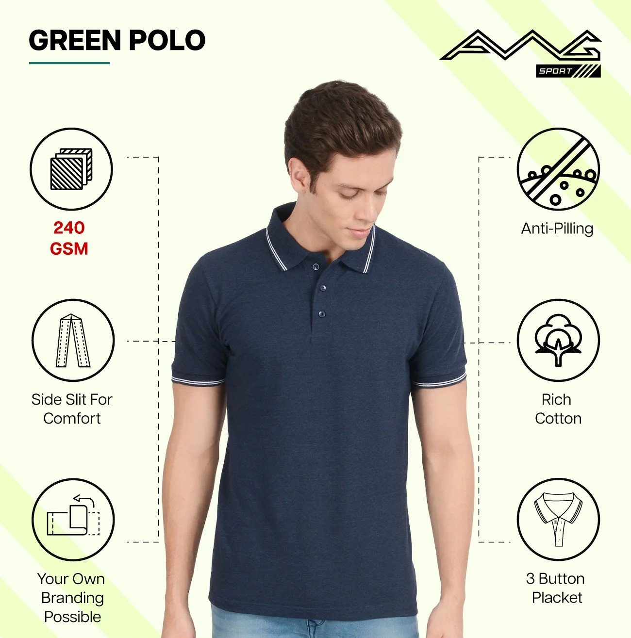 Elegant Green polo White T shirt for Top Wear online India