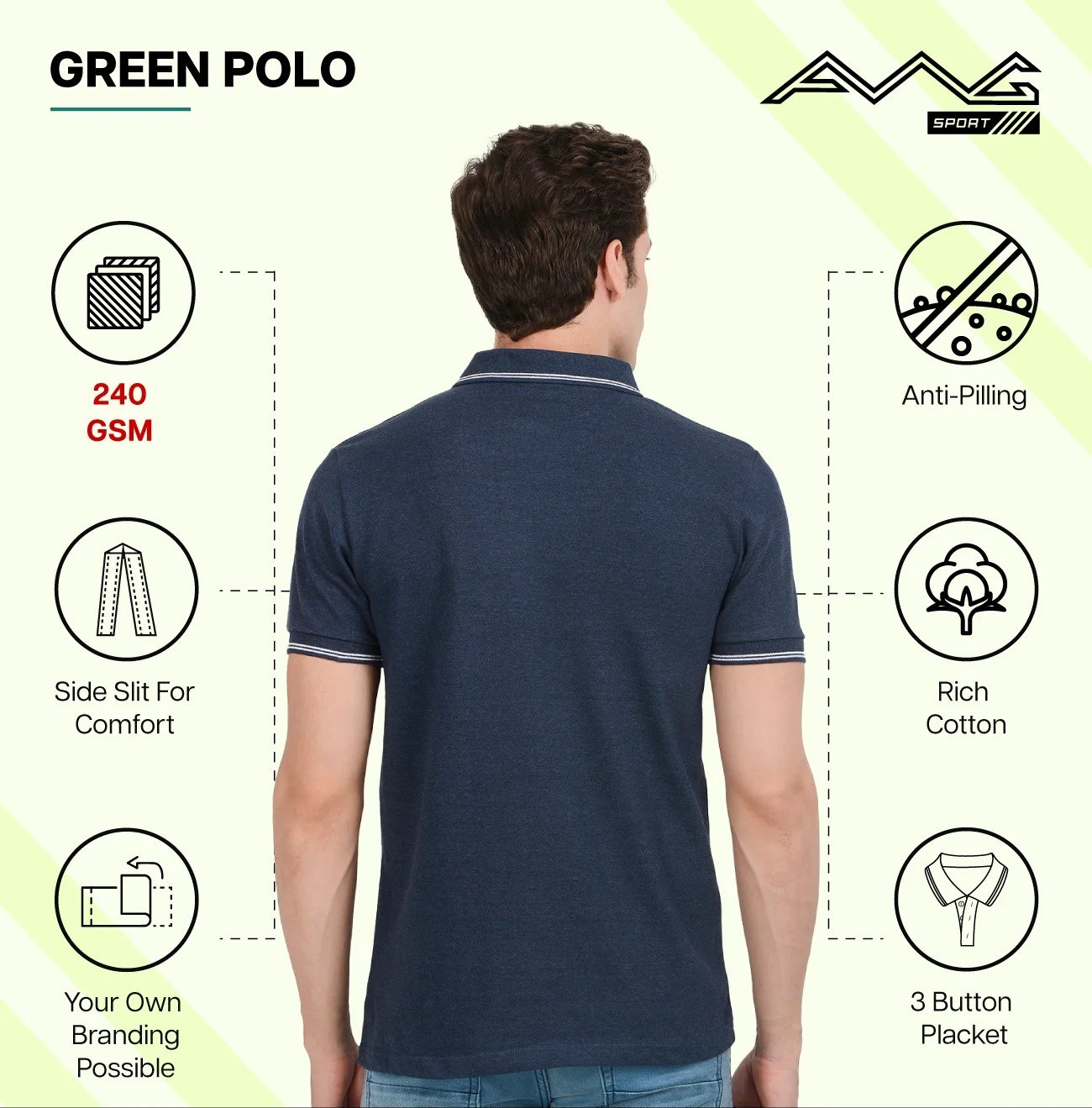 Elegant Green polo White T shirt for Top Wear online India