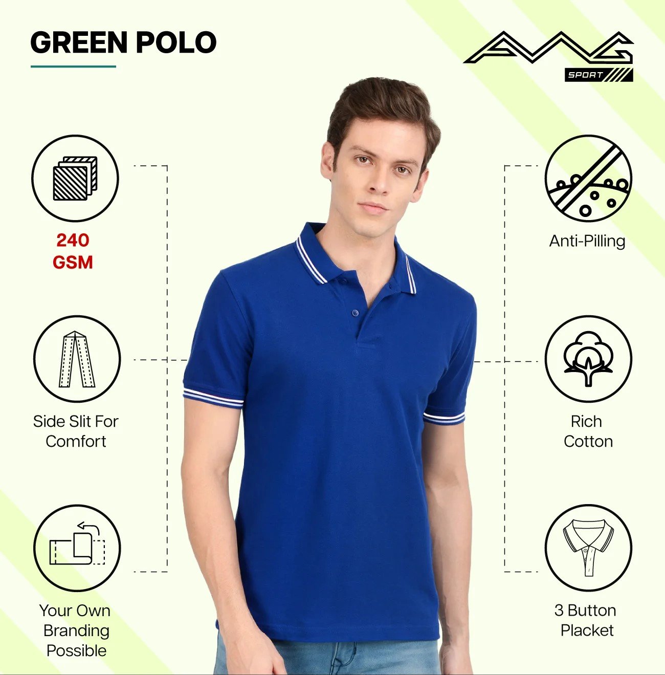 Elegant Green polo White T shirt for Top Wear online India