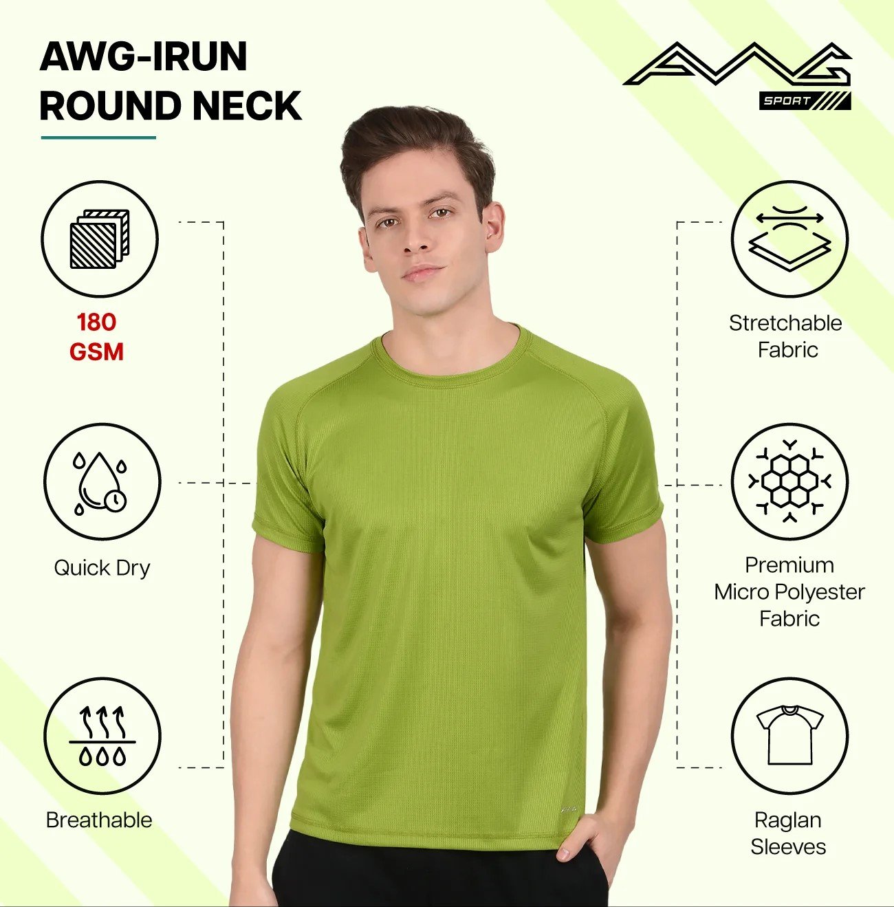 AWG-IRUN ROUND NECK DRY FIT T-Shirt for Top Wear online India