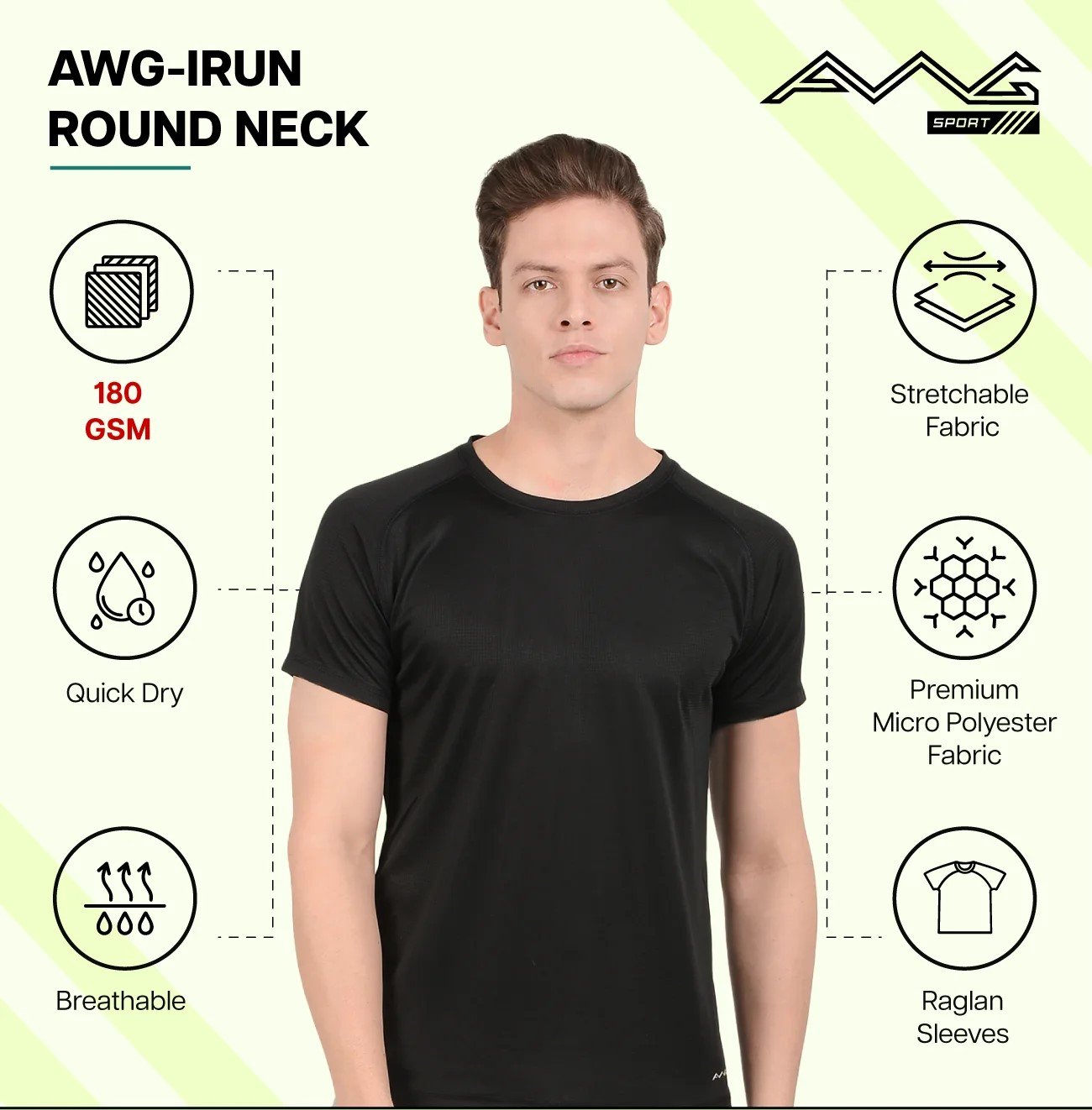 AWG-IRUN ROUND NECK DRY FIT T-Shirt for Top Wear online India