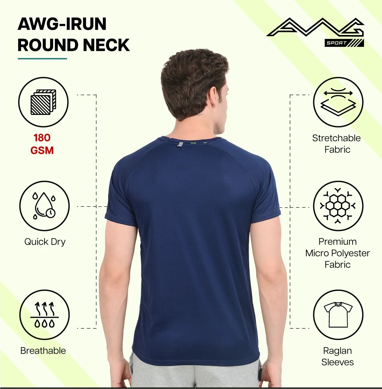 AWG-IRUN ROUND NECK DRY FIT T-Shirt for Top Wear online India