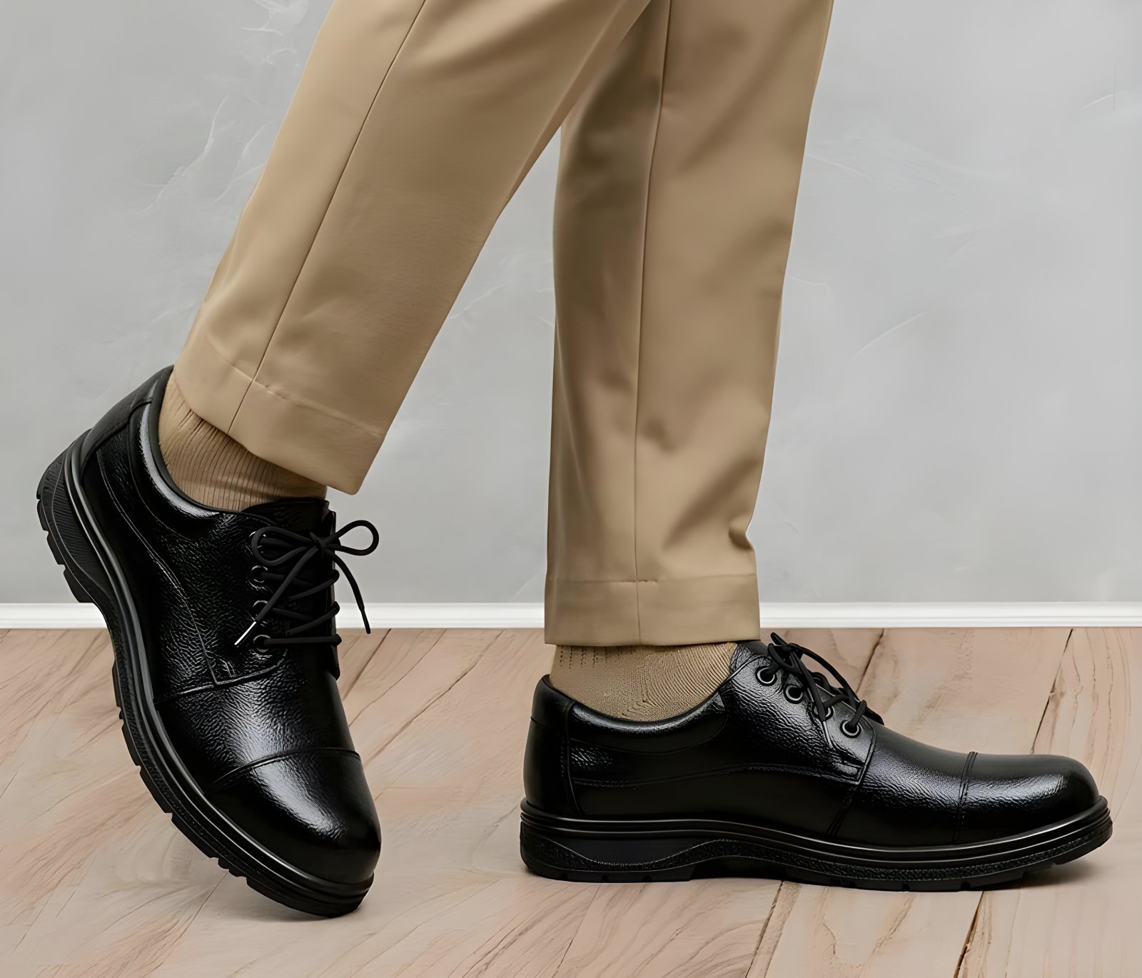 Latest Genuine Mild Leather Police Safety Shoes for Men | Heavy Duty Tactical Work Shoes