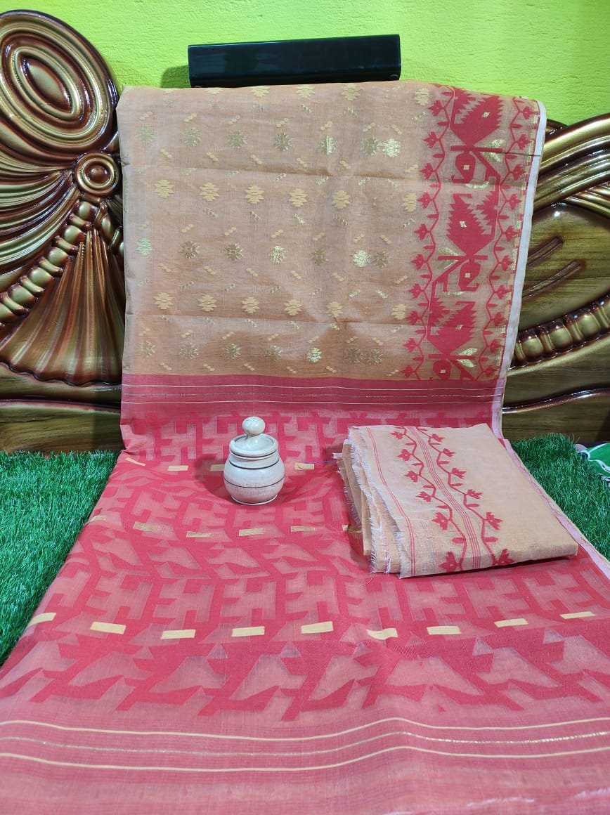Women’s Jamdani Cotton Sarees with Blouse Piece – Traditional Handwoven Style Saree Collection for Ethnic Wear online India