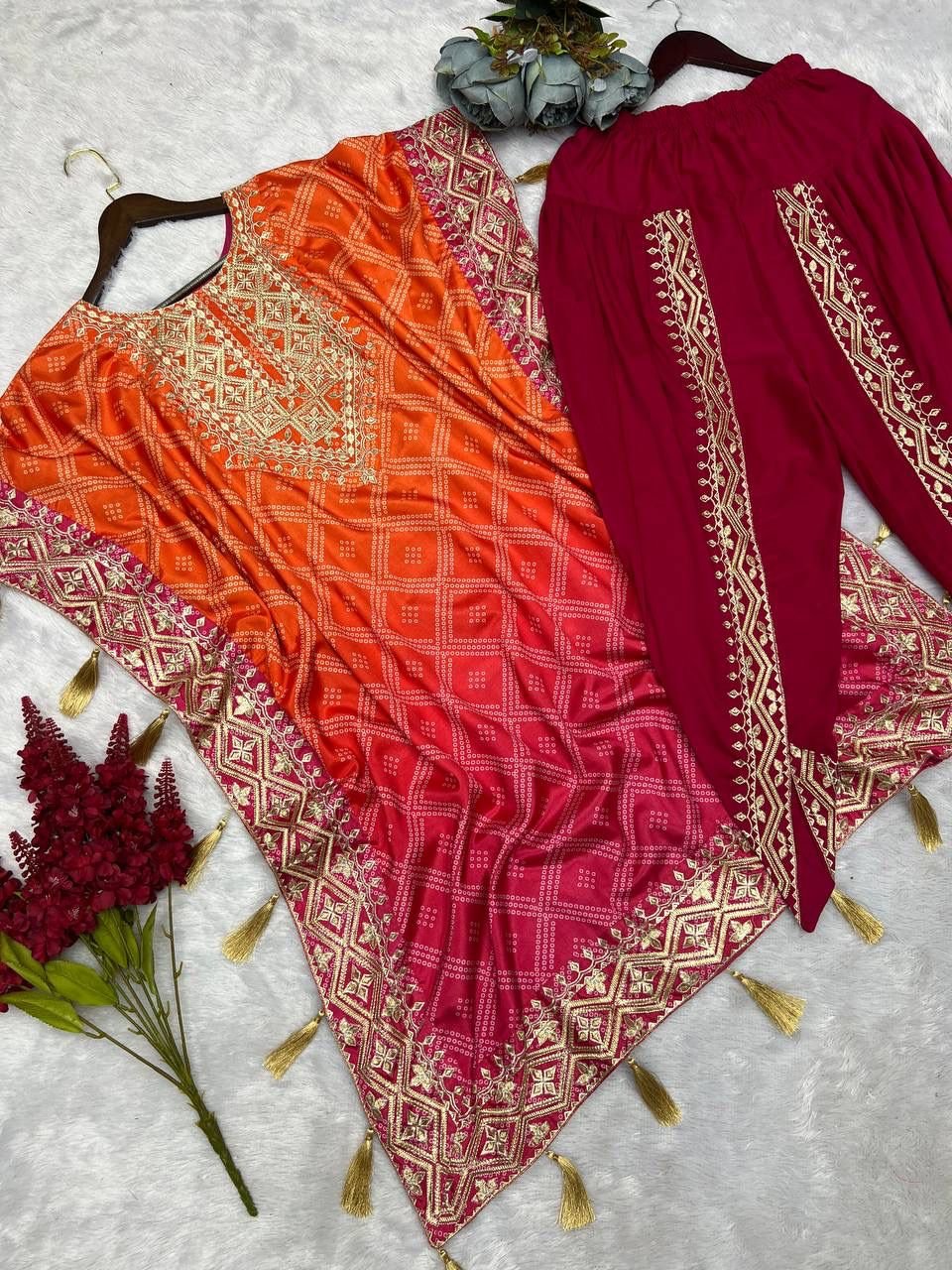 TWO PIECE PRINTED KAFTAN WITH DHOTI SET for Ethnic Wear online India