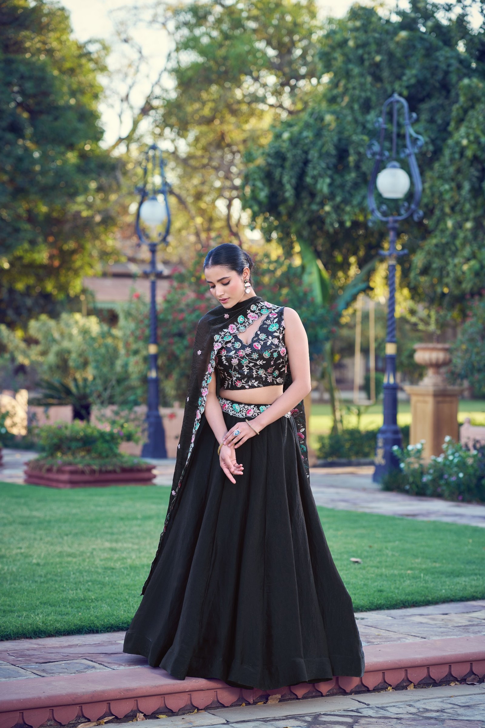 Black Embroidery Work Lehenga Set for Ethnic Wear online India