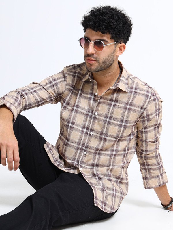 Men’s Checked Full Sleeve Shirt | Slim Fit Casual Cotton Shirt for Top Wear online India