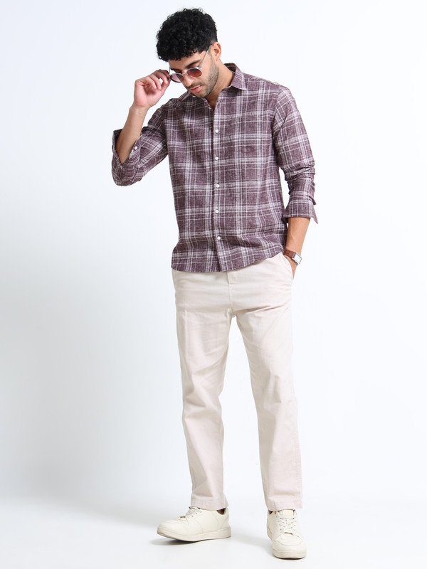 Men’s Checked Full Sleeve Shirt | Slim Fit Casual Cotton Shirt for Top Wear online India