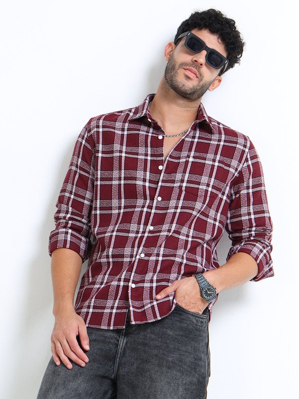 Men’s Plaid Casual Shirt | Full Sleeve | Button-Down | Regular Fit | Smart Casual Wear for Top Wear online India