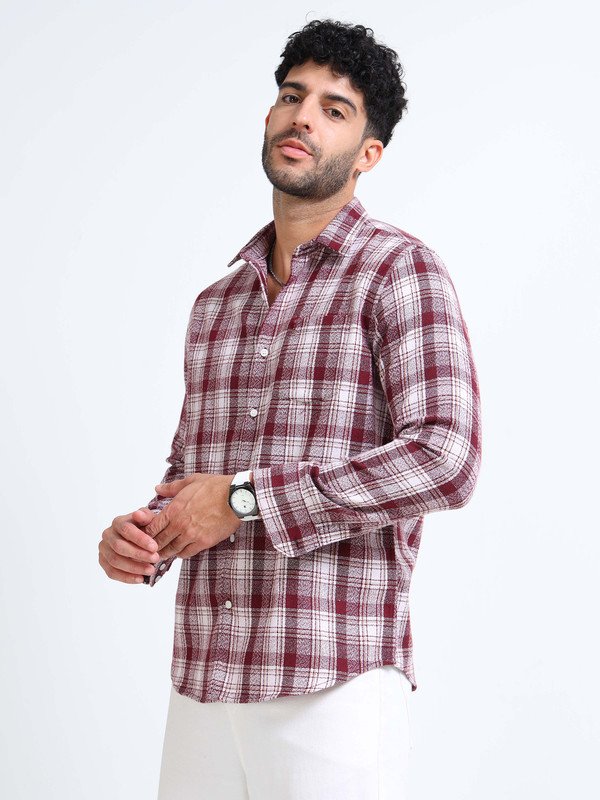 Men’s Plaid Casual Shirt | Full Sleeve | Button-Down | Regular Fit | Smart Casual Wear for Top Wear online India