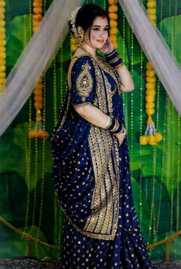 Traditional  Bridal Red Khadi Handcrafted Designer Saree with Gold Buti & Heavy Traditional Border for Ethnic Wear online India