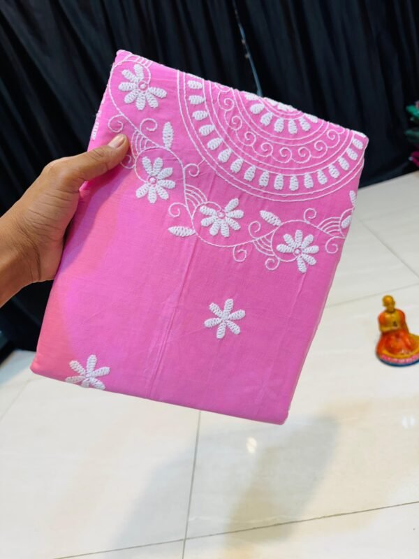 Elegant Baby Pink Handcrafted Lucknowi Katha Saree for Ethnic Wear online India