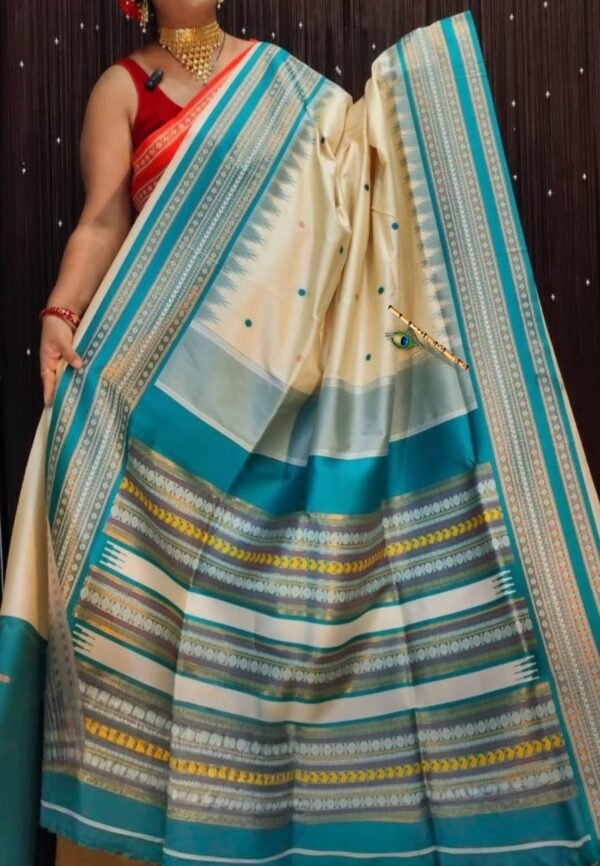 Premium Handwoven Tussar Silk Saree with Traditional Border & Rich Ethnic Pallu Free Size with Blouse Piece for Ethnic Wear online India