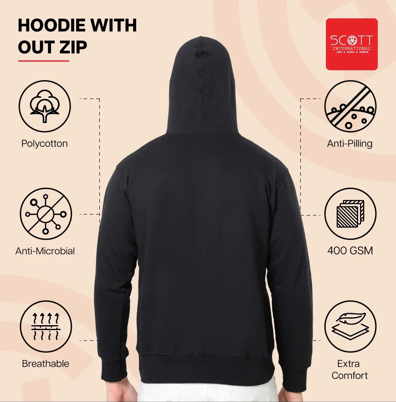Grey Melange HOODIES WITHOUT ZIP 400 GSM for Top Wear online India