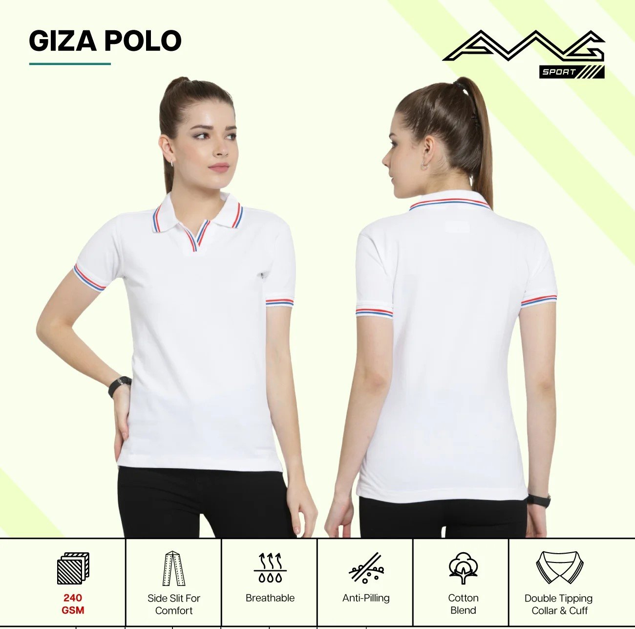White GIZA POLO T Shirts for Women for Western Wear online India