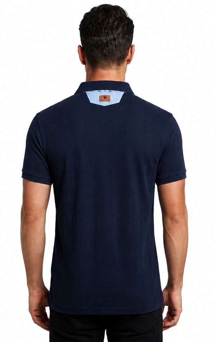 Mens navy blue collar t-shirt for Top Wear online India