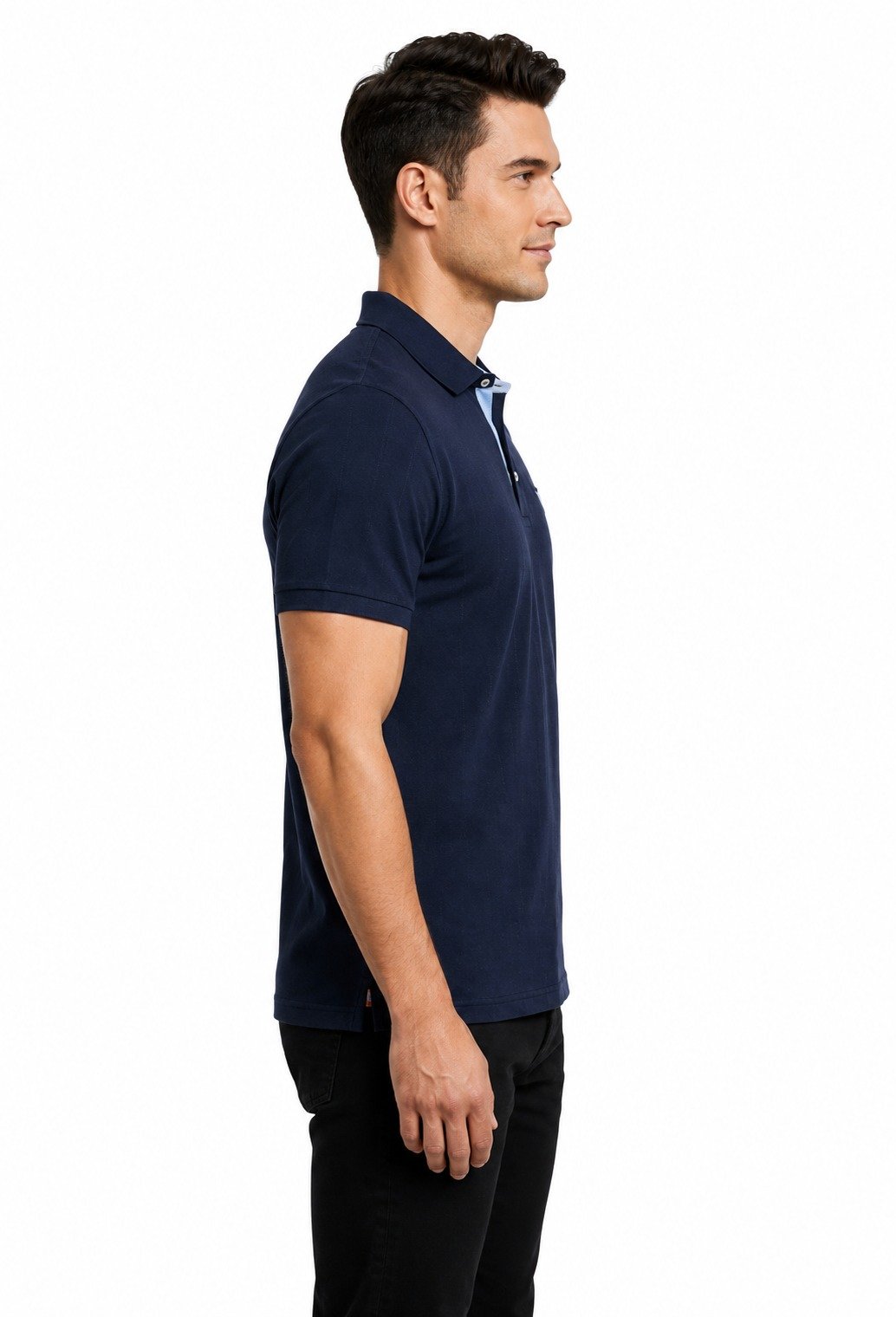 Mens navy blue collar t-shirt for Top Wear online India
