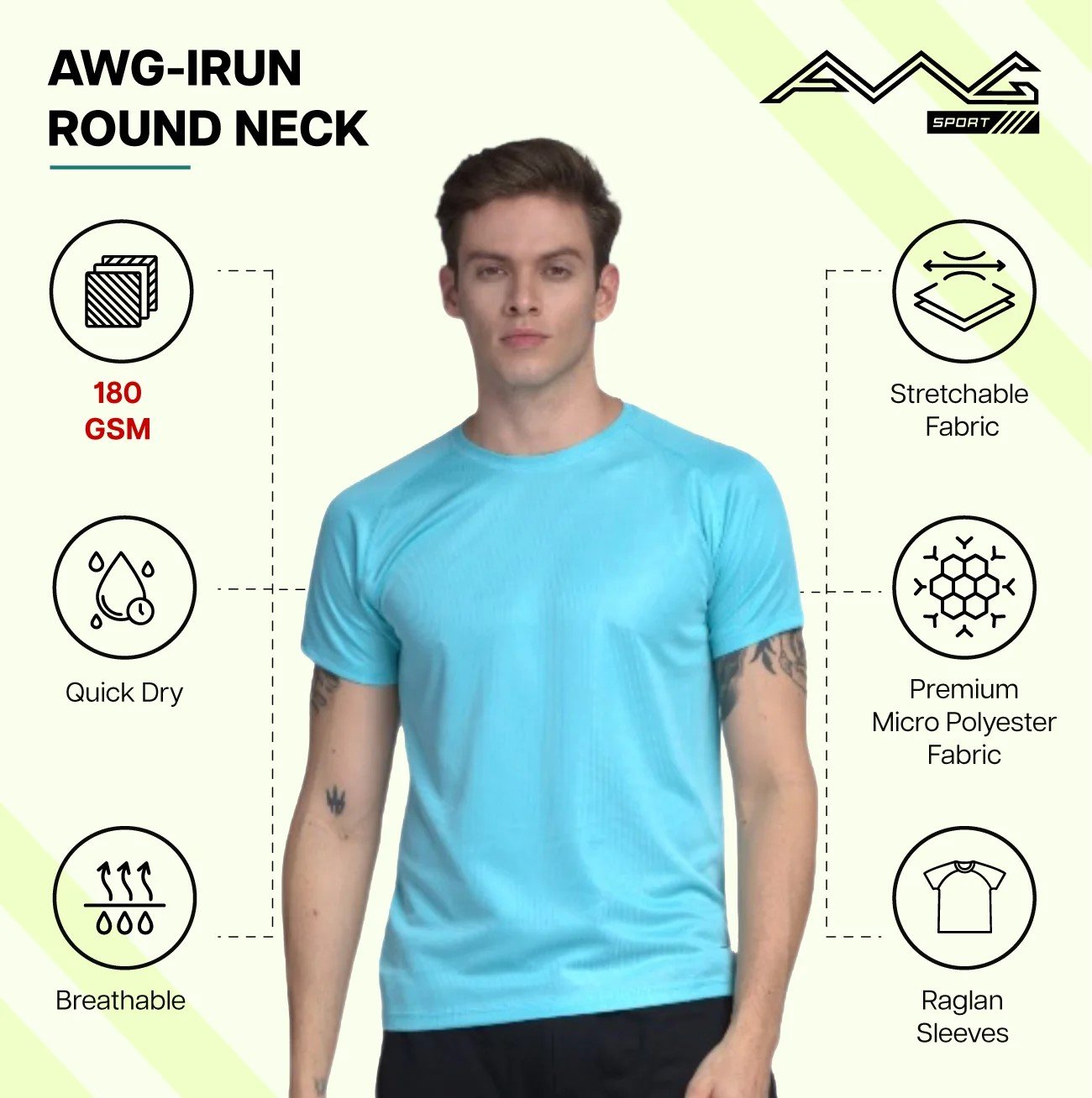 IRUN ROUND NECK DRY FIT T-Shirt for men